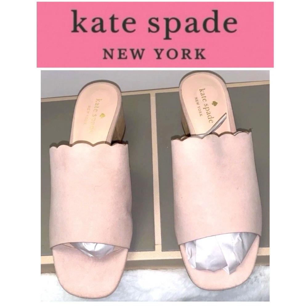 🦜 Kate Spade Slip On Warren Pink Suede Sandals NWOB 8 B